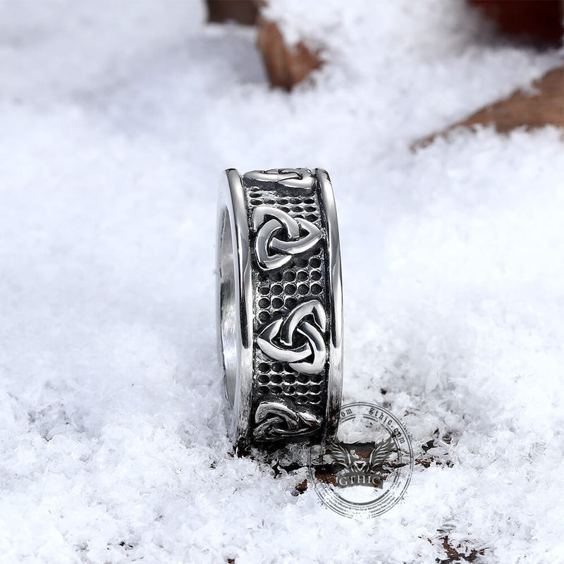 Warrior Triquetra Stainless Steel Viking Ring 05 | Gthic.com