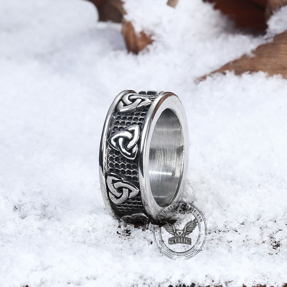 Warrior Triquetra Stainless Steel Viking Ring 04 | Gthic.com