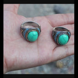 Vintage Pattern Turquoise Stainless Steel Ring