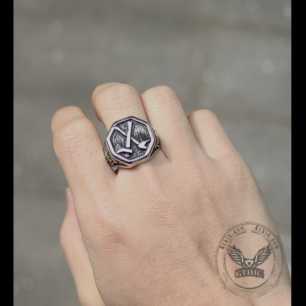 Viking Axe Stainless Steel Ring