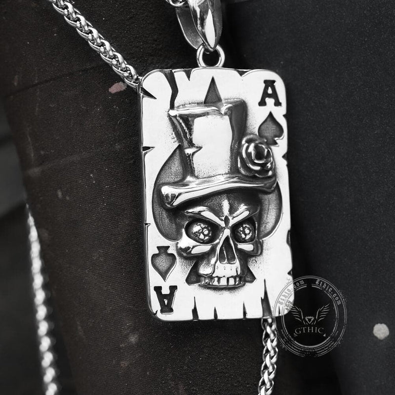 M Men Style Ace of Spades King Of Hearts Large Playing Card Black And  Silver Stainless Steel Pendant Necklace Chain For Men And Women