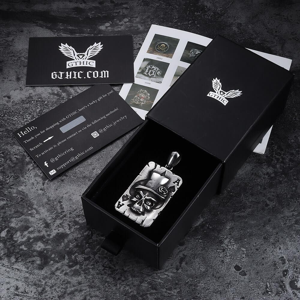 Aas van schoppen roestvrijstalen schedel hanger – GTHIC, image size:1000x1000