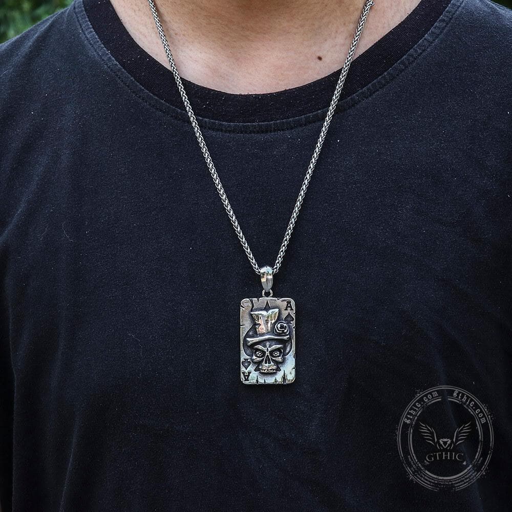 Aas van schoppen roestvrijstalen schedel hanger – GTHIC, image size:1000x1000