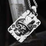 Ace of Spades Stainless Steel Skull Pendant 03 | Gthic.com