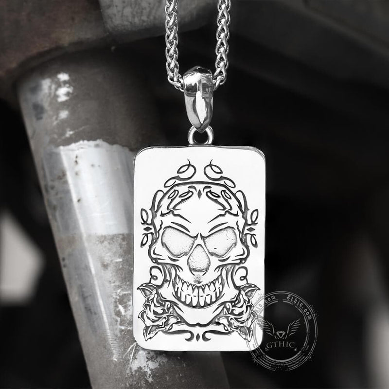 Ace of Spades Stainless Steel Skull Pendant