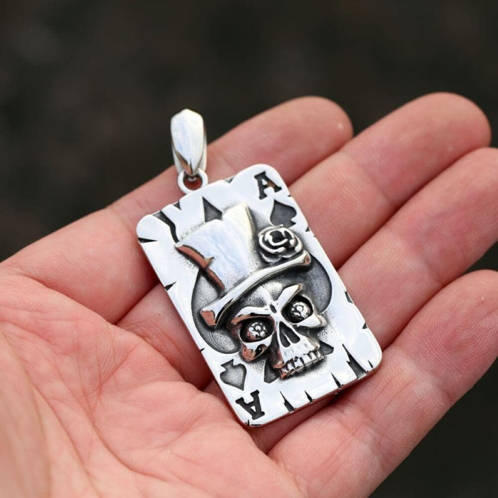 Ace of Spades Stainless Steel Skull Pendant – GTHIC