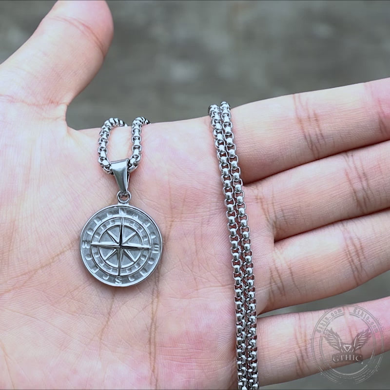 Minimalist Compass Stainless Steel Pendant