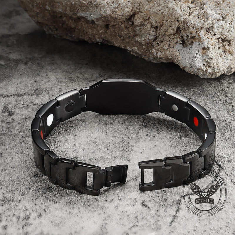 Men's Magnet Bracelets with Engraving (Black Leather) - Talisa