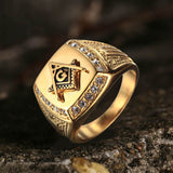 AG Masonic Diamond Stainless Steel Ring01 | Gthic.com
