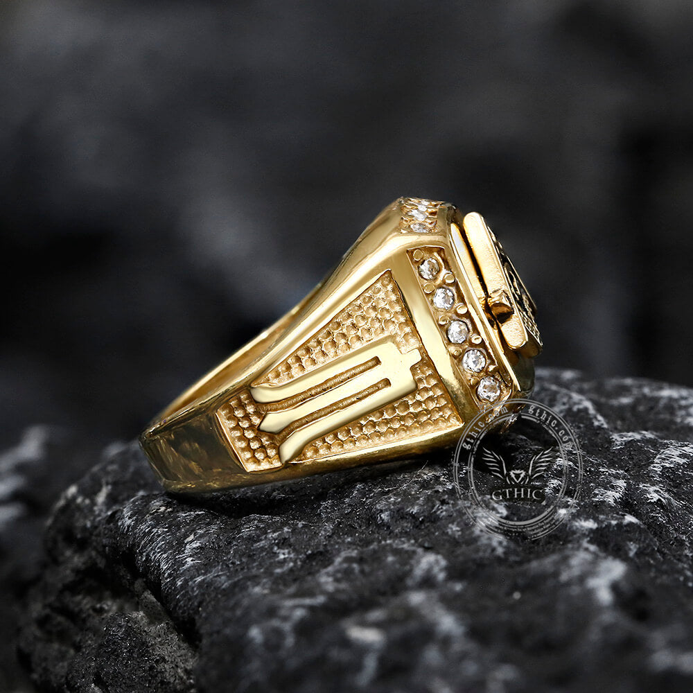 AG Masonic Diamond Stainless Steel Ring04 | Gthic.com