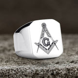 Ag Polished Stainless Steel Masonic Ring01 | Gthic.com