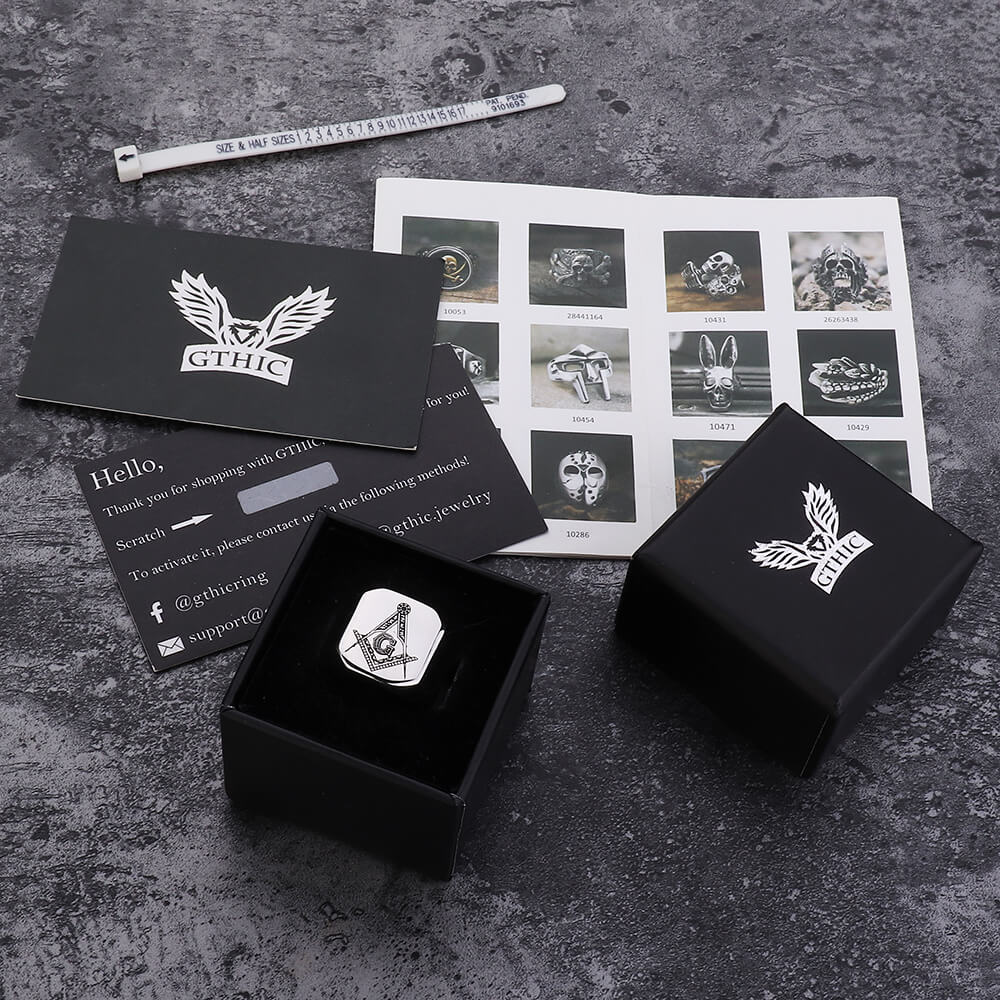 Ag Polished Stainless Steel Masonic Ring