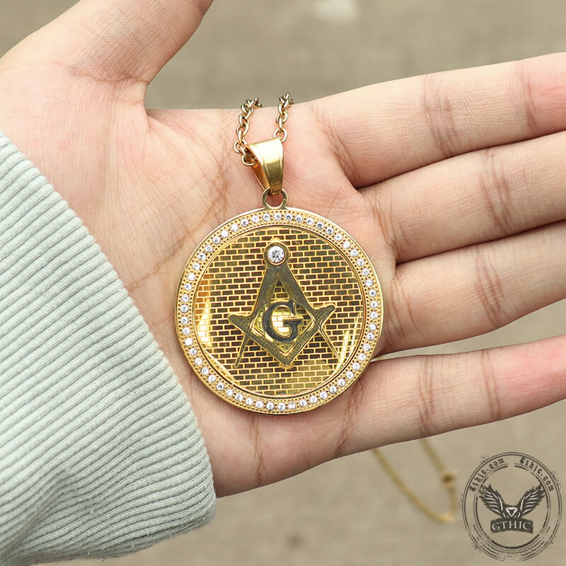 AG Stainless Steel Zircon Mason Pendant