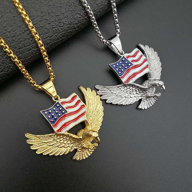 American Flag Eagle Stainless Steel Pendant | Gthic.com