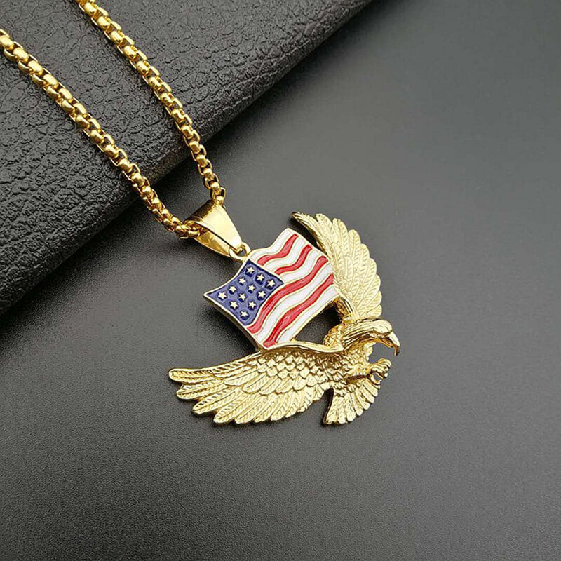 American Flag Eagle Stainless Steel Pendant | Gthic.com