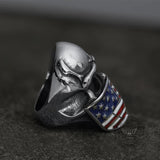 American Flag Stainless Steel Skull Ring | Gthic.com