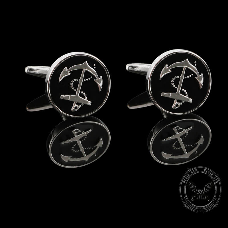 Anchor Brass Marine Cufflinks 04 Black | Gthic.com