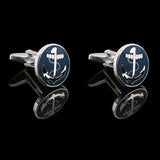 Anchor Brass Marine Cufflinks 01 Blue | Gthic.com