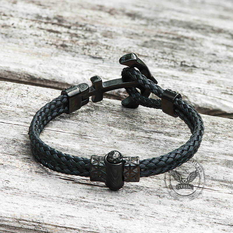 Anchor Design Stainless Steel Braided Bracelet