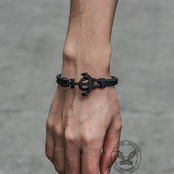 Anchor Design Stainless Steel Braided Bracelet