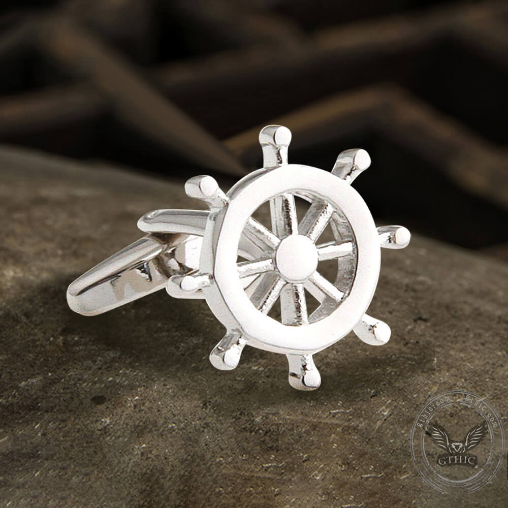 Anchor Rudder Brass Bullet Back Cufflinks  04 | Gthic.com