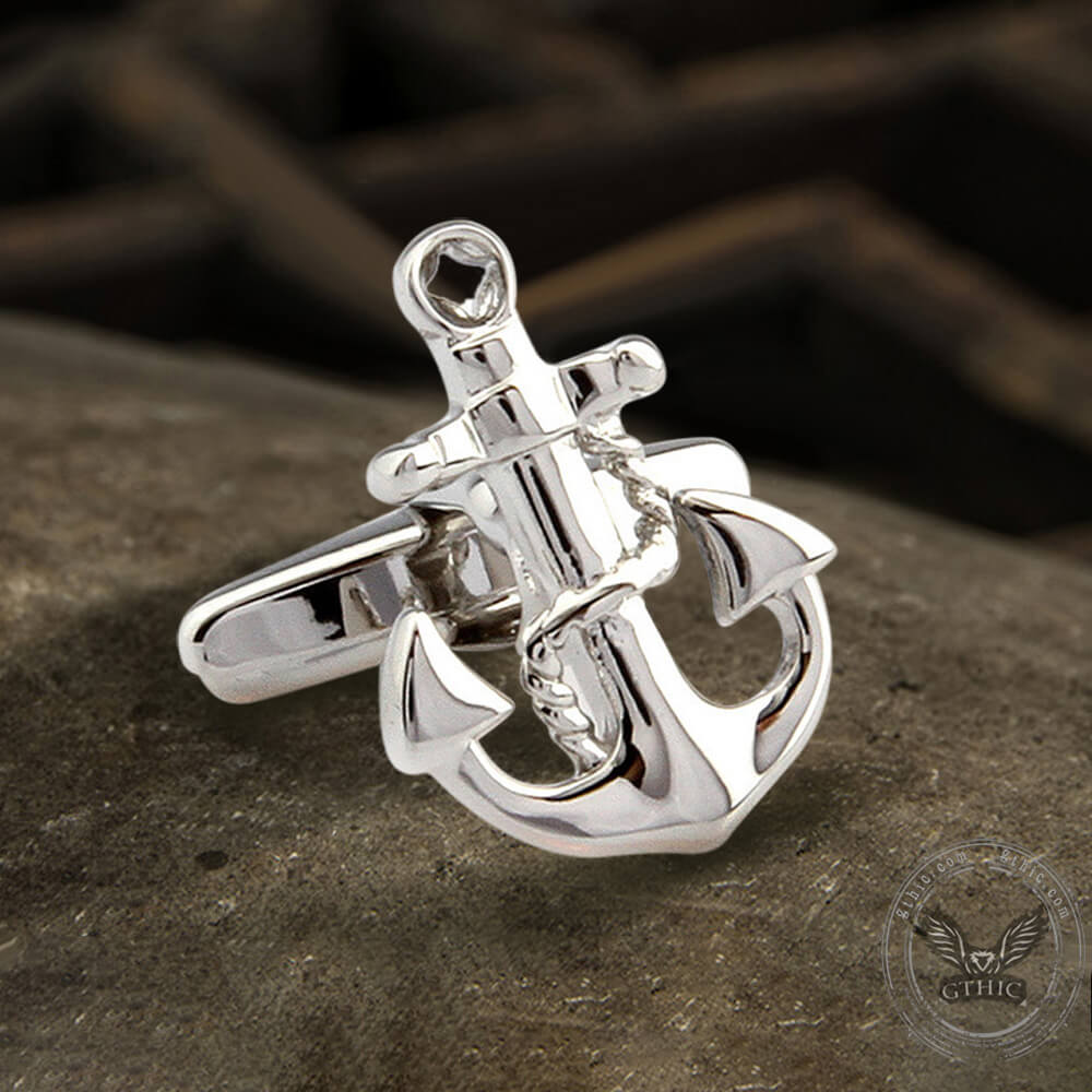 Anchor Rudder Brass Bullet Back Cufflinks  02 | Gthic.com