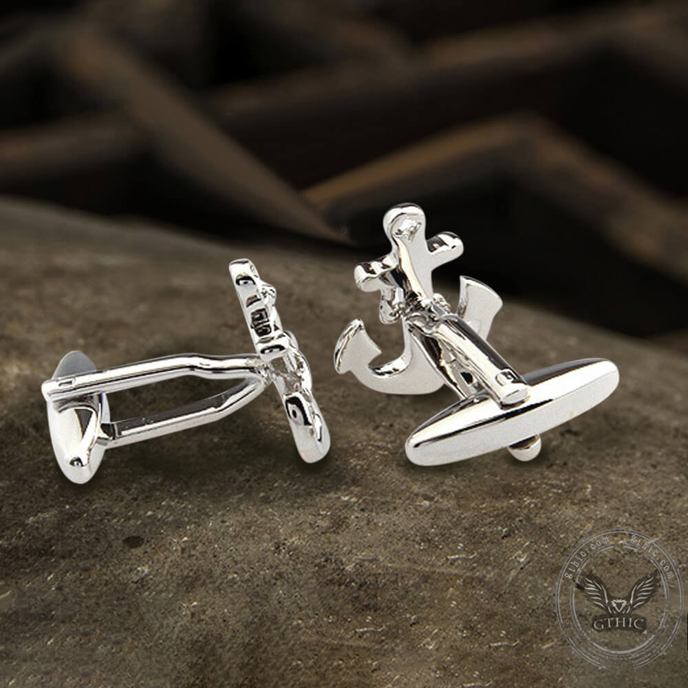 Anchor Rudder Brass Bullet Back Cufflinks  03 | Gthic.com