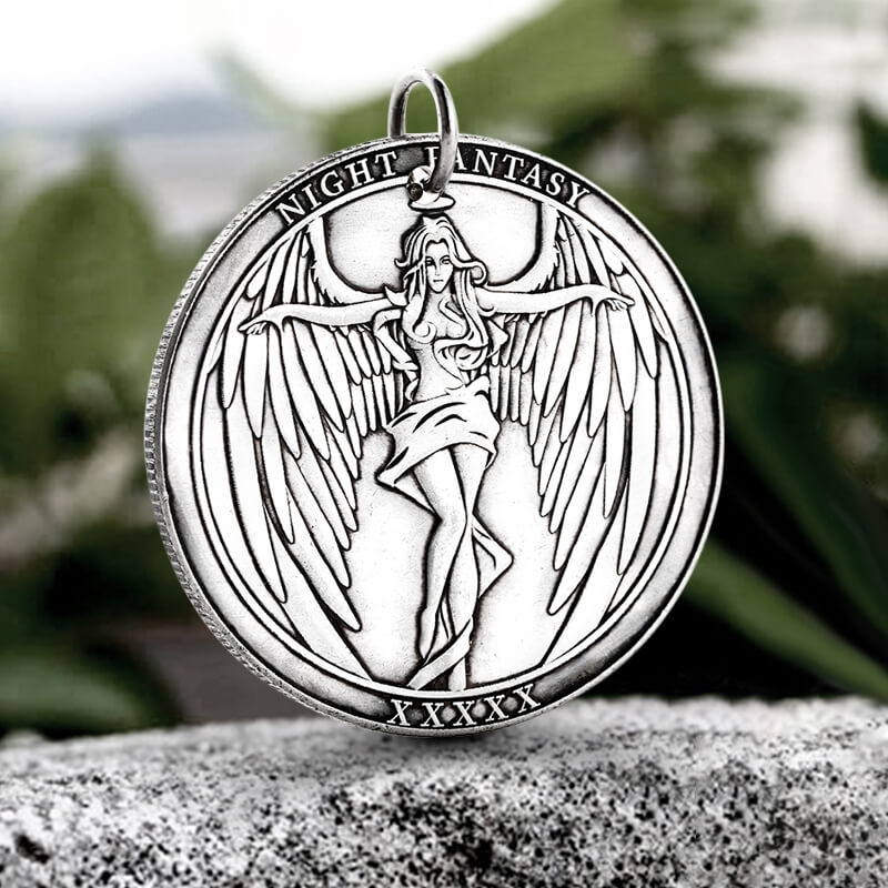 Angel And Demon Alloy Hobo Nickel Coin Pendant | Gthic.com