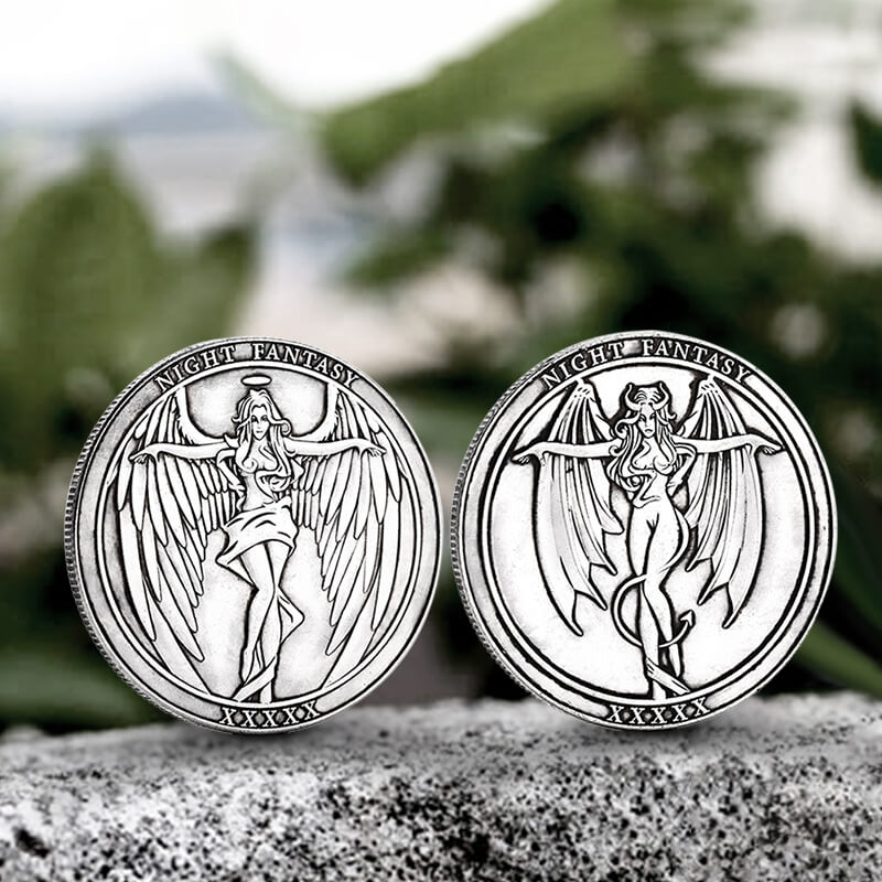 Angel And Demon Alloy Hobo Nickel Coin Pendant | Gthic.com