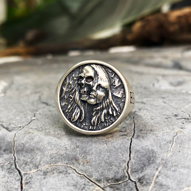Angel Devil Sterling Silver Skull Ring | Gthic.com
