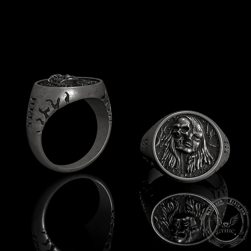 Angel Devil Sterling Silver Skull Ring | Gthic.com