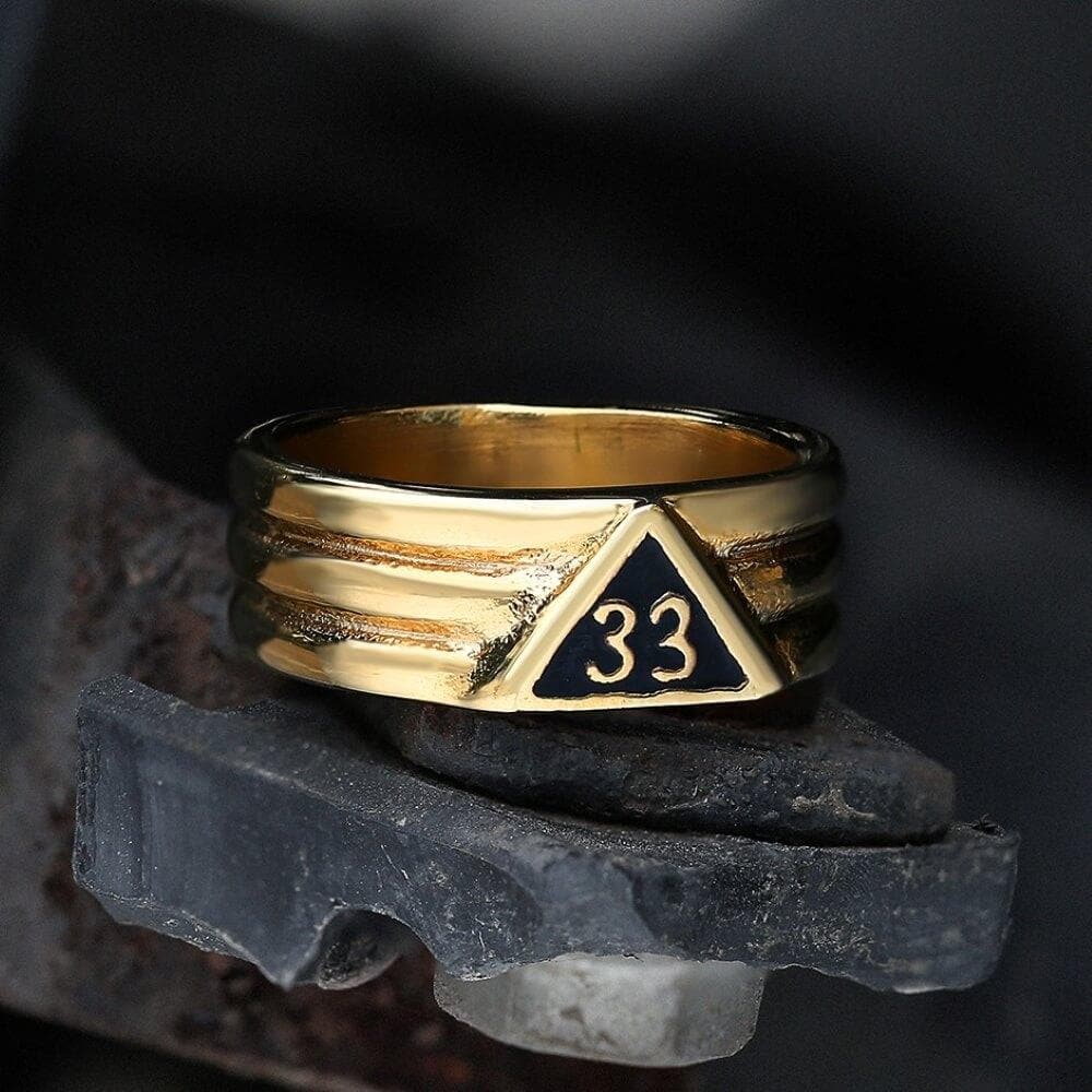 Angel Number 33 Stainless Steel Ring 01 | Gthic.com