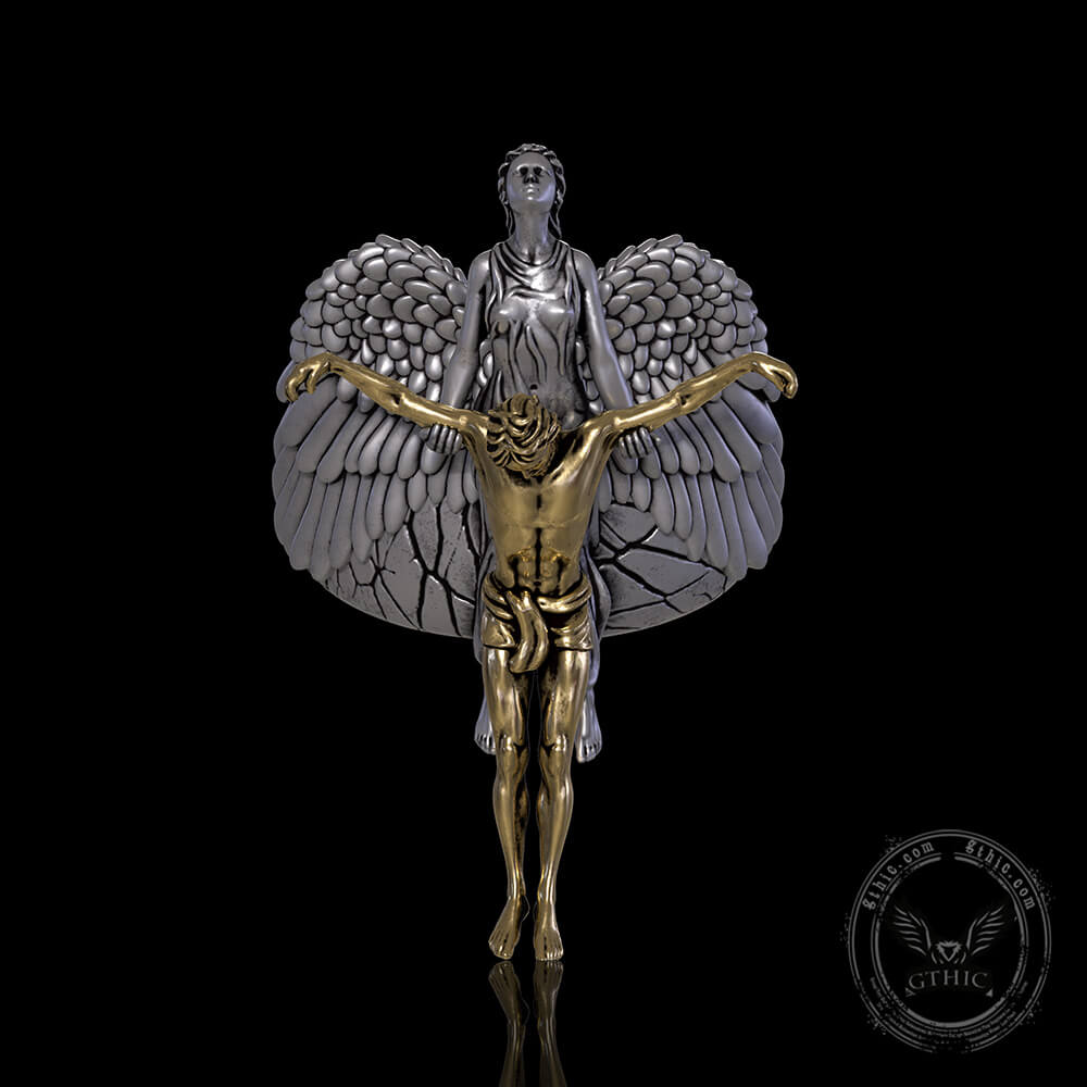 Angel Saves Jesus Sterling Silver Ring02 | Gthic.com