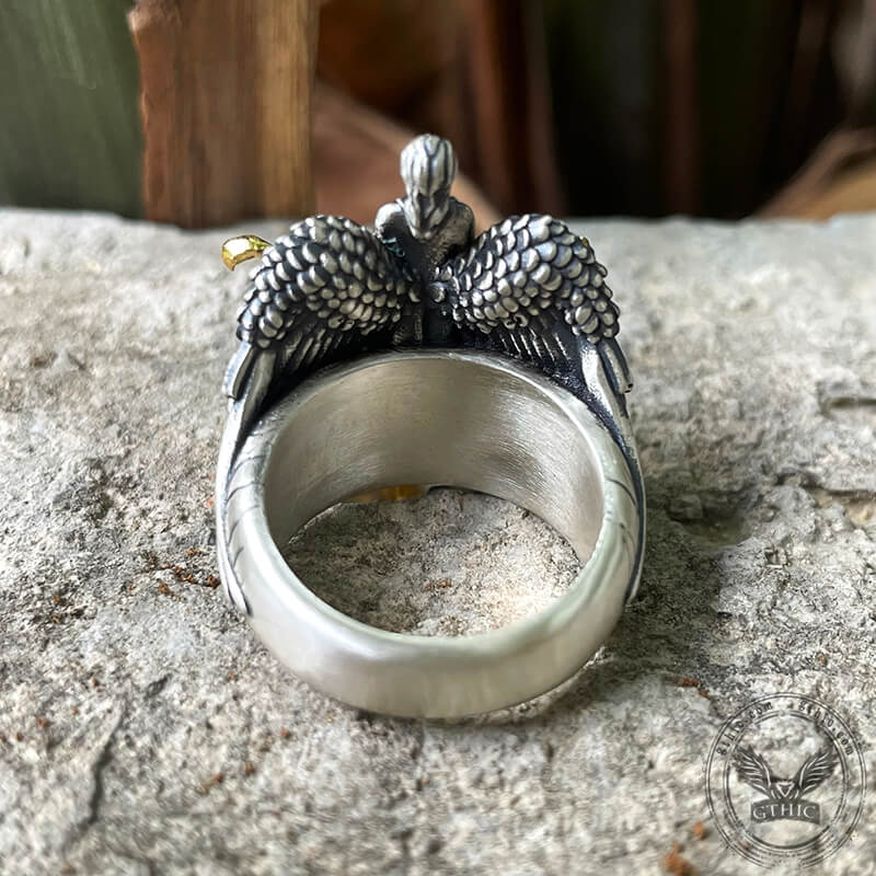 Angel Saves Jesus Sterling Silver Ring