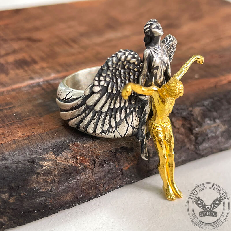 Angel Saves Jesus Sterling Silver Ring