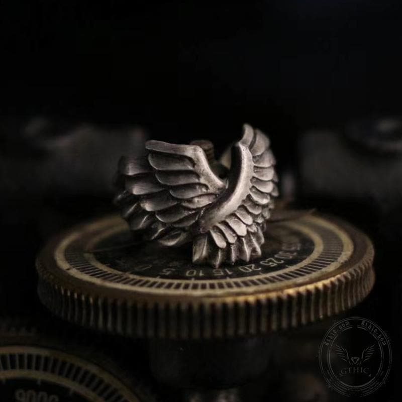 Angel Wing Brass Sterling Silver Beast Ring
