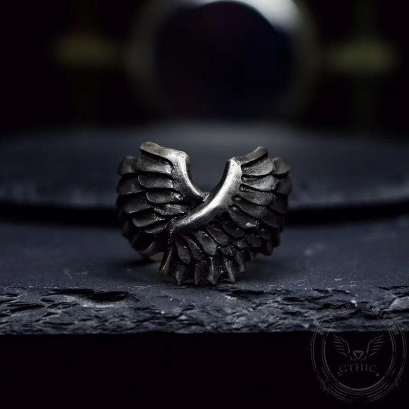 Angel Wing Brass Sterling Silver Beast Ring