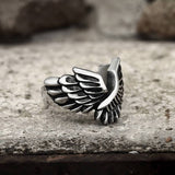 Angel Wing Stainless Steel Beast Ring 02 | Gthic.com