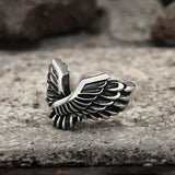 Angel Wing Stainless Steel Beast Ring 03 | Gthic.com