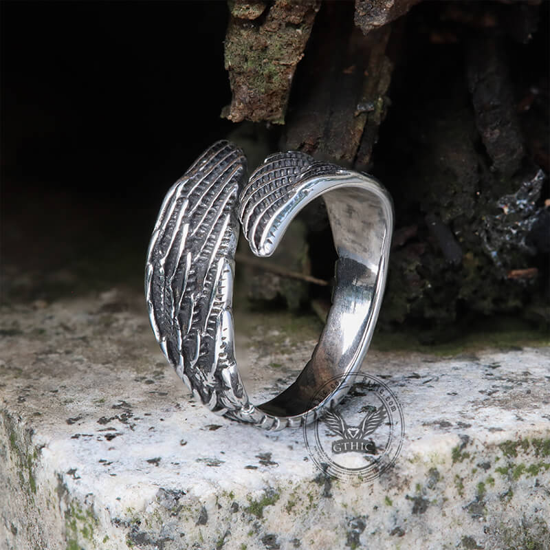 Angel Wing Stainless Steel Ring | Gthic.com