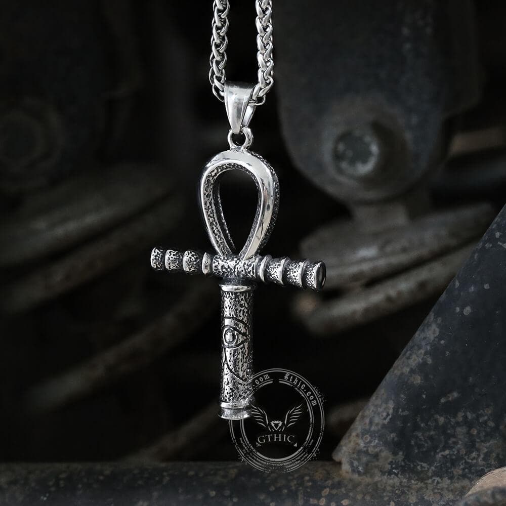 Ankh Eye of Horus Stainless Steel Pendant | Gthic.com