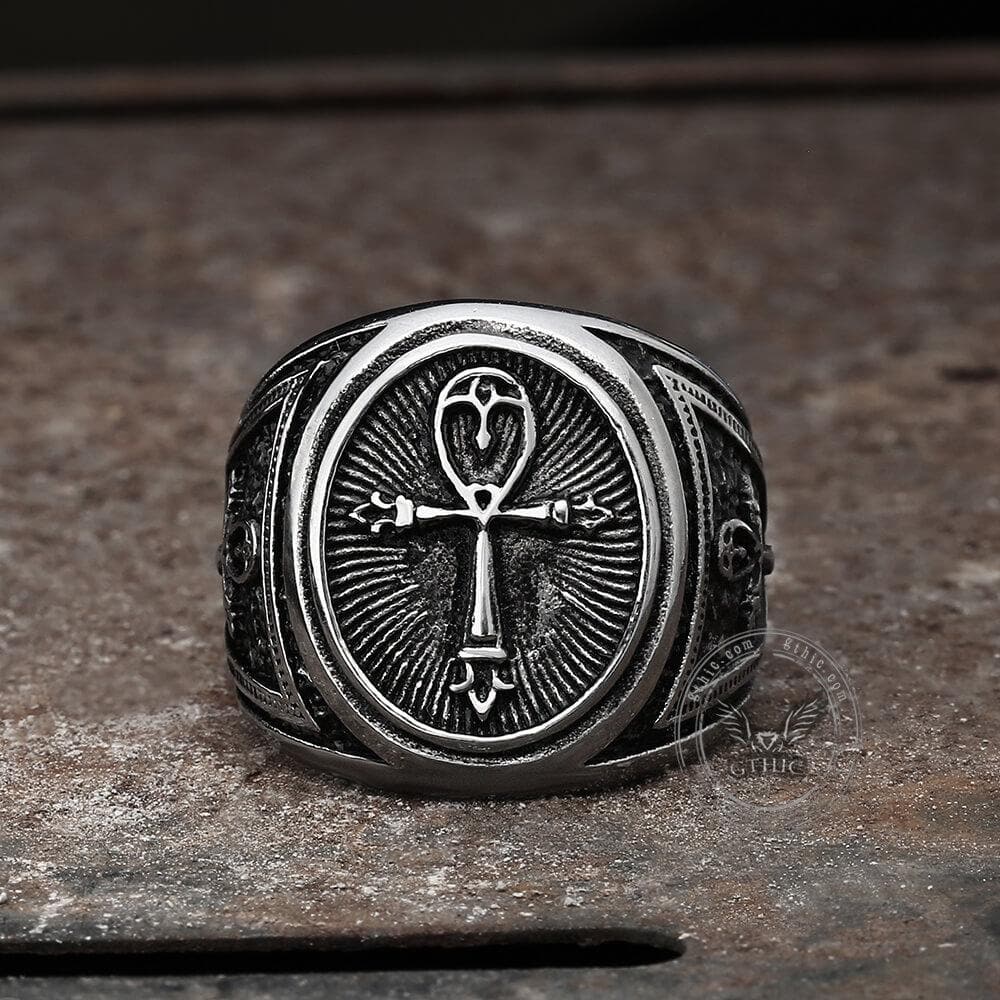 Ankh Key of Life Stainless Steel Egyptian Ring | Gthic.com