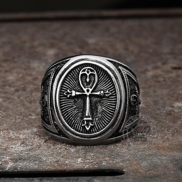 Ankh Key of Life Stainless Steel Egyptian Ring | Gthic.com