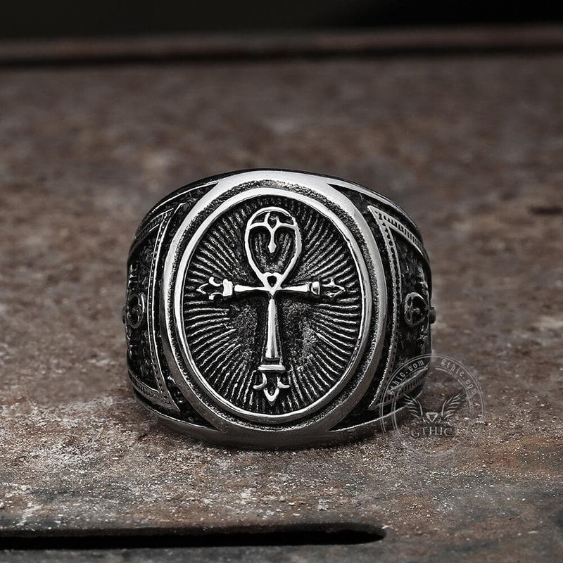 Ankh Key of Life Stainless Steel Egyptian Ring | Gthic.com