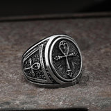 Ankh Key of Life Stainless Steel Egyptian Ring | Gthic.com