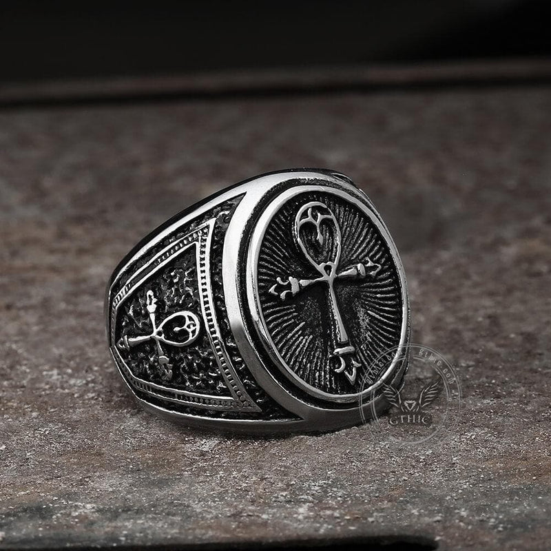 Ankh Key of Life Stainless Steel Egyptian Ring | Gthic.com