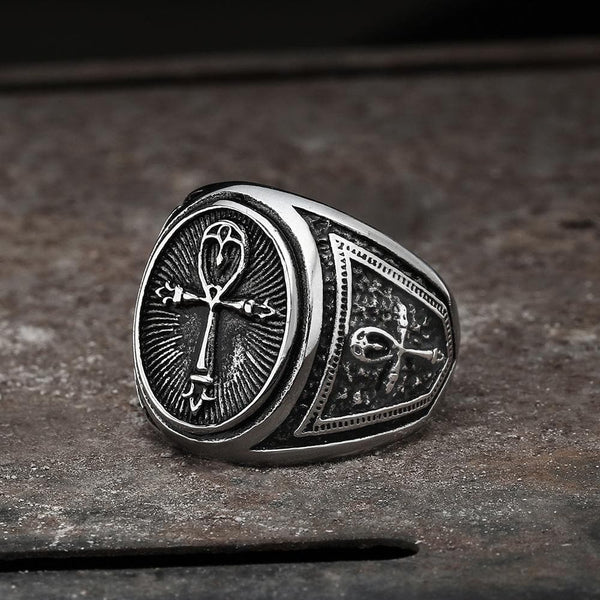 Ankh Key of Life Stainless Steel Egyptian Ring | Gthic.com