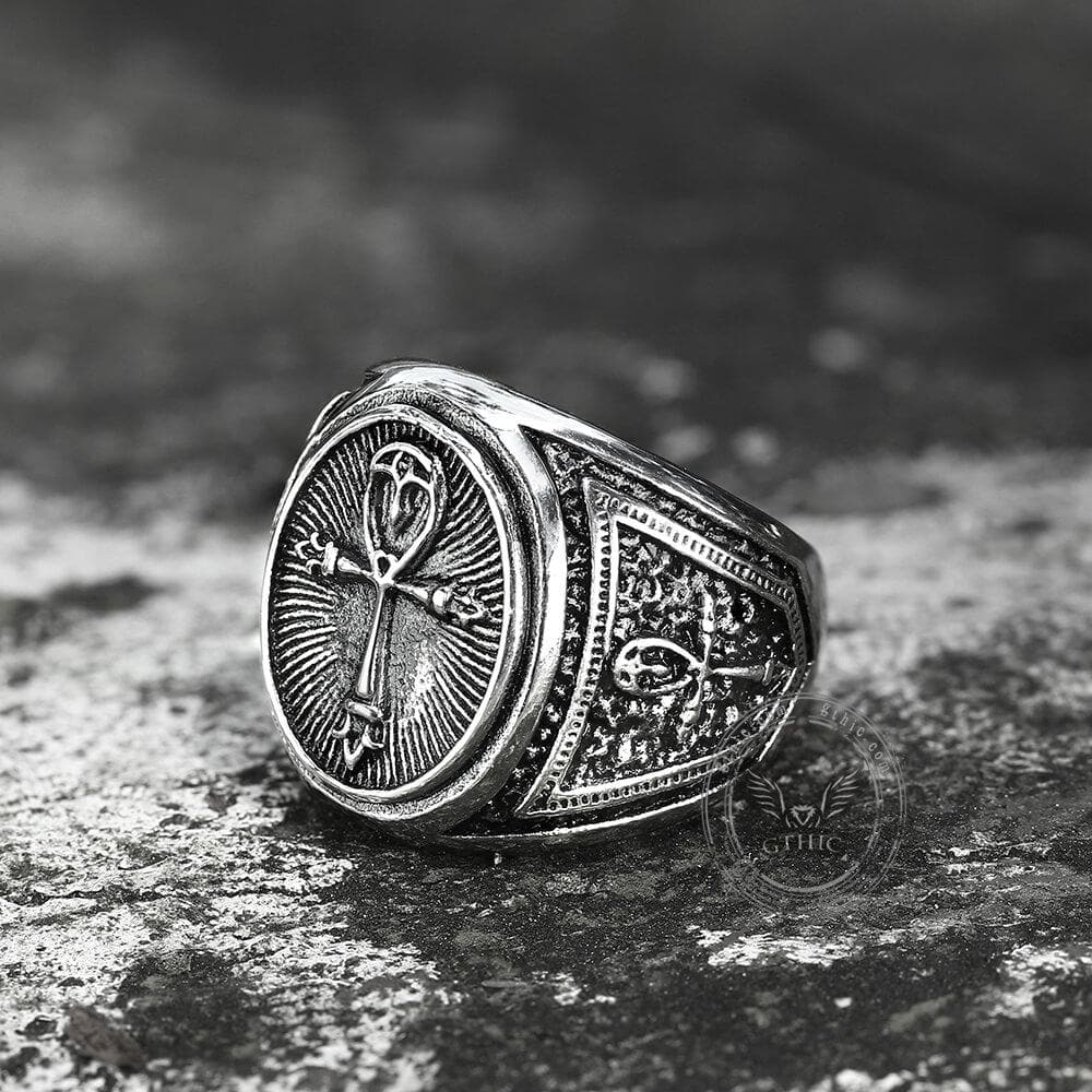 Ankh Key of Life Stainless Steel Egyptian Ring | Gthic.com