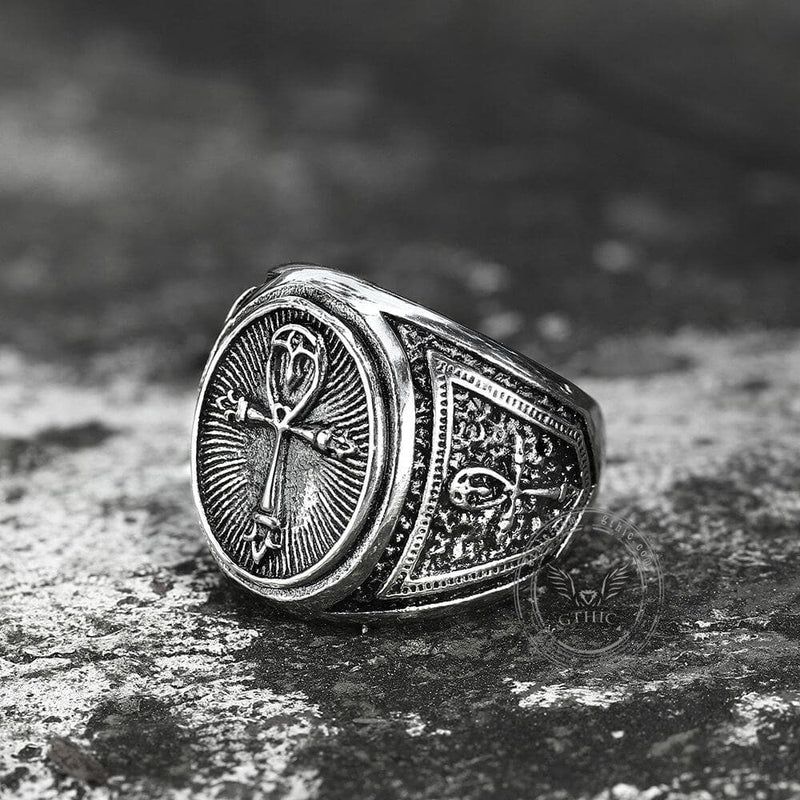 Ankh Key of Life Stainless Steel Egyptian Ring | Gthic.com