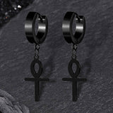 Ankh Stainless Steel Cross Earring | Gthic.com